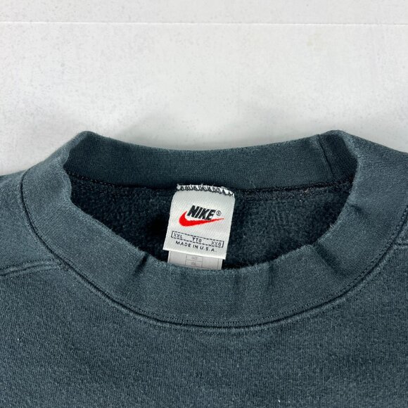 VTG 90s NIKE Sweatshirt Extra Extra Large Black Faded Embroidered Crewneck USA - Picture 5 of 14